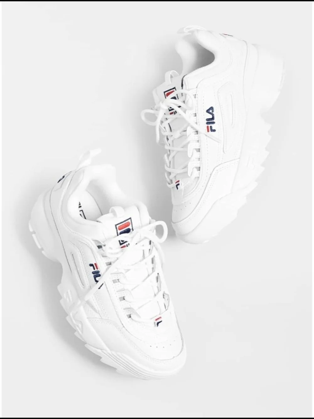 Fila White Sneakers with Navy & Red Logo, Size 3 Girls NEW